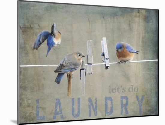 Laundry Day Bluebirds-Jai Johnson-Mounted Giclee Print