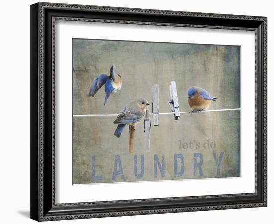 Laundry Day Bluebirds-Jai Johnson-Framed Giclee Print