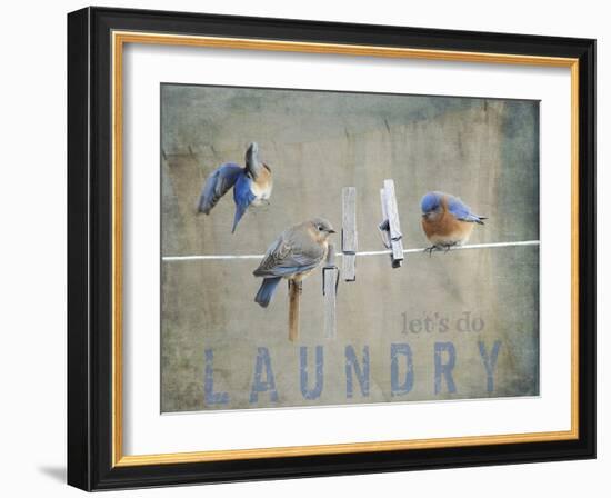 Laundry Day Bluebirds-Jai Johnson-Framed Giclee Print