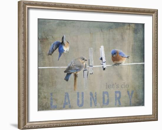 Laundry Day Bluebirds-Jai Johnson-Framed Giclee Print
