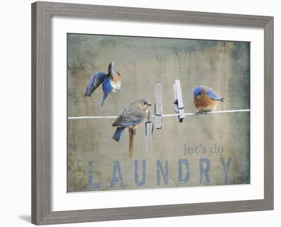 Laundry Day Bluebirds-Jai Johnson-Framed Giclee Print