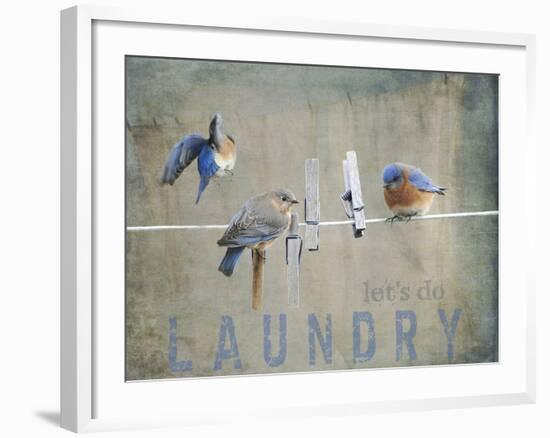 Laundry Day Bluebirds-Jai Johnson-Framed Giclee Print