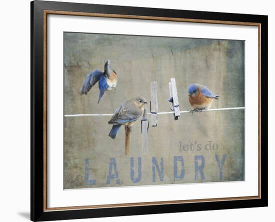 Laundry Day Bluebirds-Jai Johnson-Framed Giclee Print