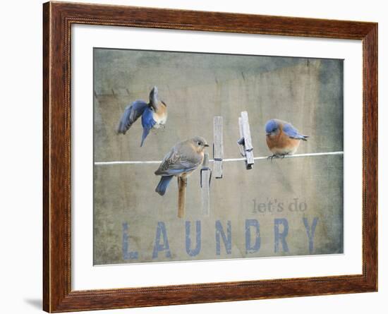 Laundry Day Bluebirds-Jai Johnson-Framed Giclee Print