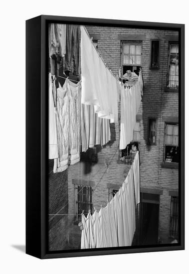 Laundry Drying on Lines-Philip Gendreau-Framed Premier Image Canvas