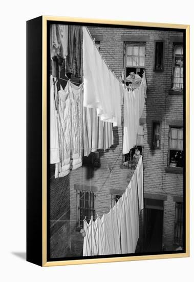 Laundry Drying on Lines-Philip Gendreau-Framed Premier Image Canvas