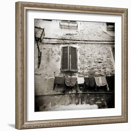 Laundry Hanging from Wall of Old Building, Siena, Tuscany, Italy-Lee Frost-Framed Photographic Print