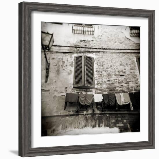 Laundry Hanging from Wall of Old Building, Siena, Tuscany, Italy-Lee Frost-Framed Photographic Print