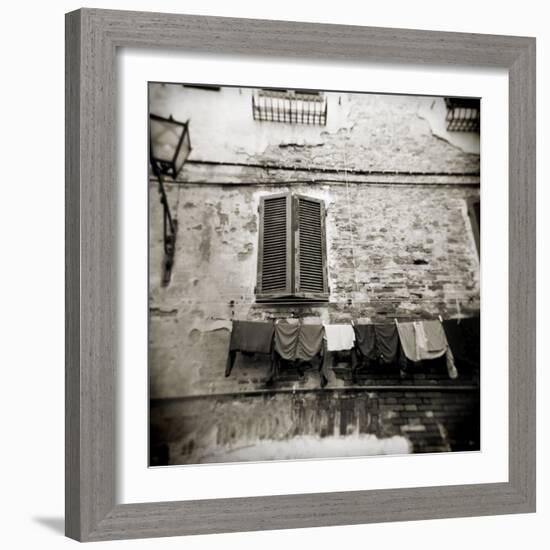 Laundry Hanging from Wall of Old Building, Siena, Tuscany, Italy-Lee Frost-Framed Photographic Print