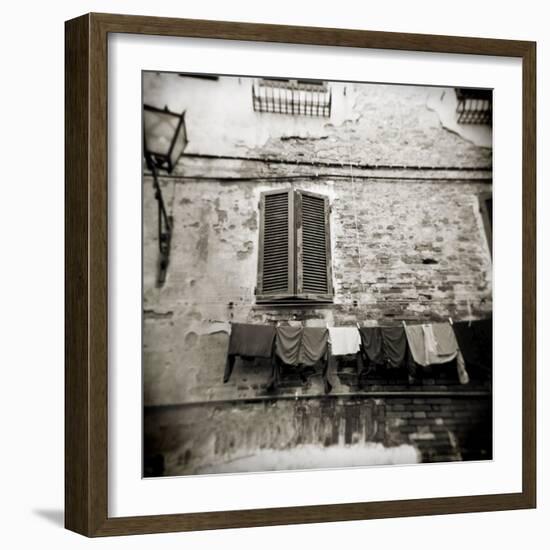 Laundry Hanging from Wall of Old Building, Siena, Tuscany, Italy-Lee Frost-Framed Photographic Print