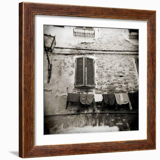 Laundry Hanging from Wall of Old Building, Siena, Tuscany, Italy-Lee Frost-Framed Photographic Print