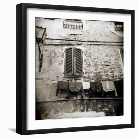 Laundry Hanging from Wall of Old Building, Siena, Tuscany, Italy-Lee Frost-Framed Photographic Print