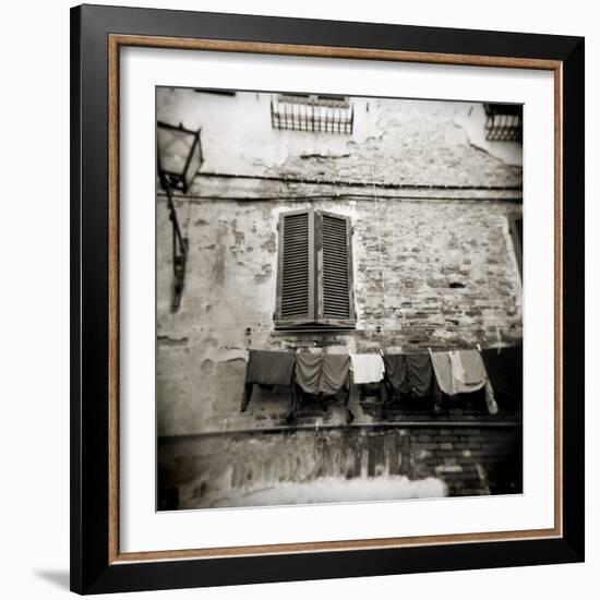 Laundry Hanging from Wall of Old Building, Siena, Tuscany, Italy-Lee Frost-Framed Photographic Print