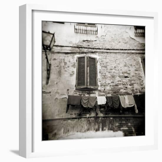 Laundry Hanging from Wall of Old Building, Siena, Tuscany, Italy-Lee Frost-Framed Photographic Print