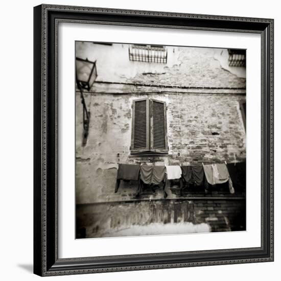 Laundry Hanging from Wall of Old Building, Siena, Tuscany, Italy-Lee Frost-Framed Photographic Print