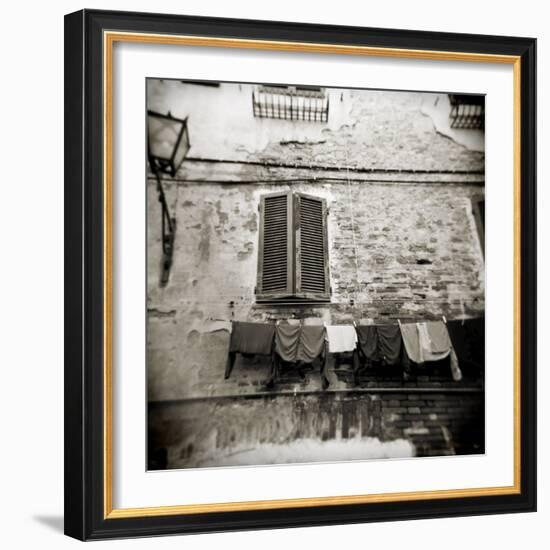 Laundry Hanging from Wall of Old Building, Siena, Tuscany, Italy-Lee Frost-Framed Photographic Print