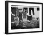 Laundry Hanging on Fence at Woodstock Music Festival-Bill Eppridge-Framed Photographic Print