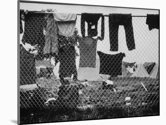 Laundry Hanging on Fence at Woodstock Music Festival-Bill Eppridge-Mounted Photographic Print