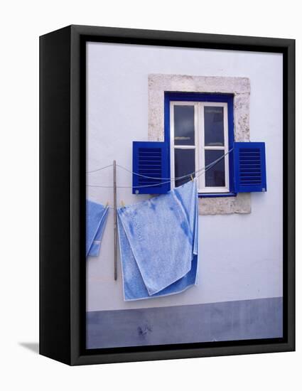 Laundry Hanging on Line at Window in the Moorish Quarter of Alfama, Lisbon, Portugal-Yadid Levy-Framed Premier Image Canvas