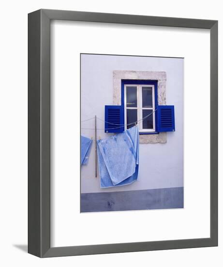 Laundry Hanging on Line at Window in the Moorish Quarter of Alfama, Lisbon, Portugal-Yadid Levy-Framed Photographic Print