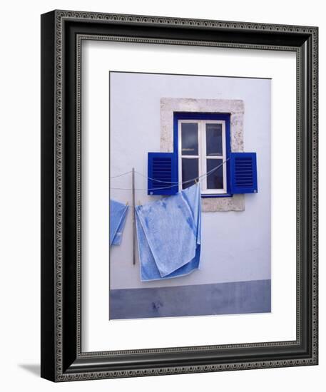 Laundry Hanging on Line at Window in the Moorish Quarter of Alfama, Lisbon, Portugal-Yadid Levy-Framed Photographic Print