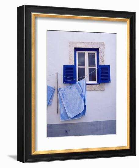 Laundry Hanging on Line at Window in the Moorish Quarter of Alfama, Lisbon, Portugal-Yadid Levy-Framed Photographic Print