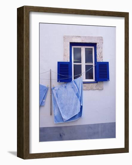 Laundry Hanging on Line at Window in the Moorish Quarter of Alfama, Lisbon, Portugal-Yadid Levy-Framed Photographic Print