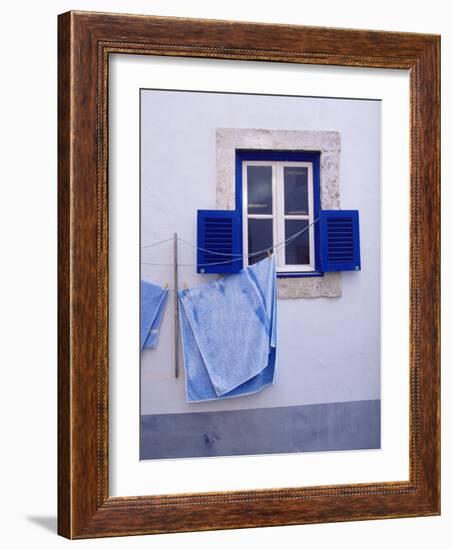 Laundry Hanging on Line at Window in the Moorish Quarter of Alfama, Lisbon, Portugal-Yadid Levy-Framed Photographic Print