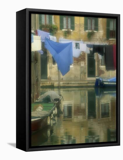 Laundry Hung over Canal to Dry, the Ghetto, Venice, Veneto, Italy, Europe-Lee Frost-Framed Premier Image Canvas