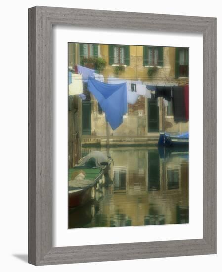 Laundry Hung over Canal to Dry, the Ghetto, Venice, Veneto, Italy, Europe-Lee Frost-Framed Photographic Print