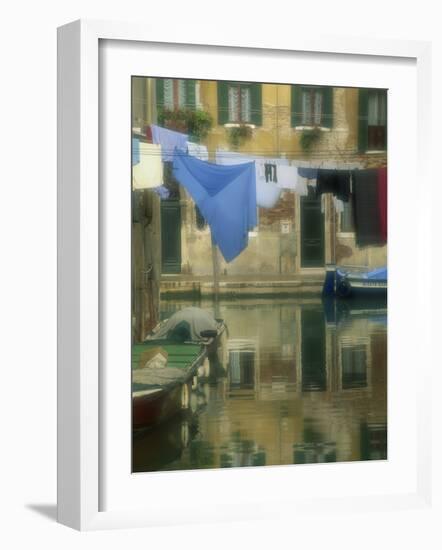 Laundry Hung over Canal to Dry, the Ghetto, Venice, Veneto, Italy, Europe-Lee Frost-Framed Photographic Print