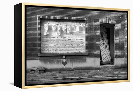 Laundry in Front of the Window of an Abandoned House with a Broken Door-kikkerdirk-Framed Premier Image Canvas