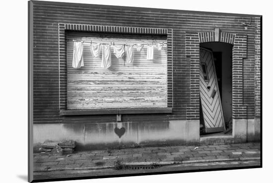 Laundry in Front of the Window of an Abandoned House with a Broken Door-kikkerdirk-Mounted Photographic Print