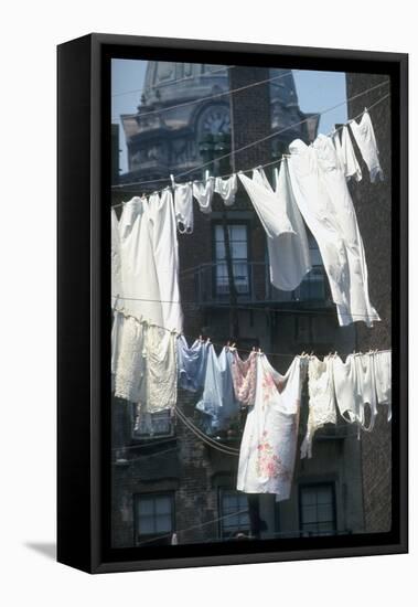 Laundry on Line in Slum Area in New York City-Vernon Merritt III-Framed Premier Image Canvas