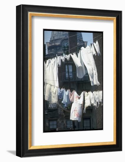 Laundry on Line in Slum Area in New York City-Vernon Merritt III-Framed Photographic Print