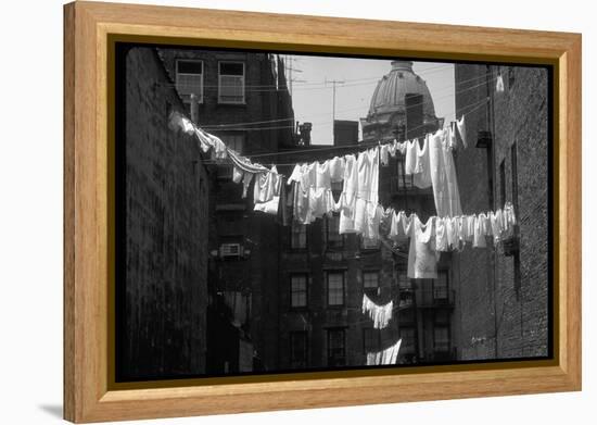 Laundry on Line in Slum Area in New York City-Vernon Merritt III-Framed Premier Image Canvas