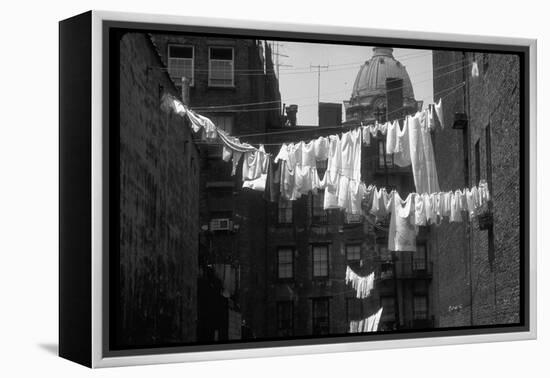 Laundry on Line in Slum Area in New York City-Vernon Merritt III-Framed Premier Image Canvas