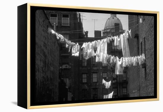 Laundry on Line in Slum Area in New York City-Vernon Merritt III-Framed Premier Image Canvas