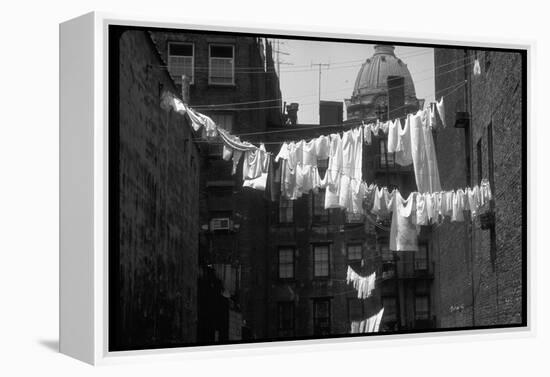 Laundry on Line in Slum Area in New York City-Vernon Merritt III-Framed Premier Image Canvas