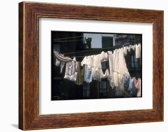 Laundry on Line in Slum Area in New York City-Vernon Merritt III-Framed Photographic Print