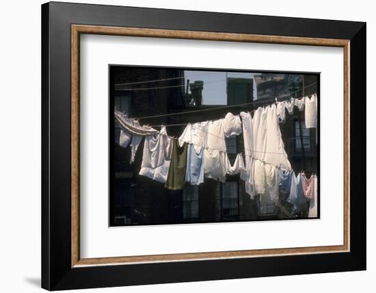 Laundry on Line in Slum Area in New York City-Vernon Merritt III-Framed Photographic Print