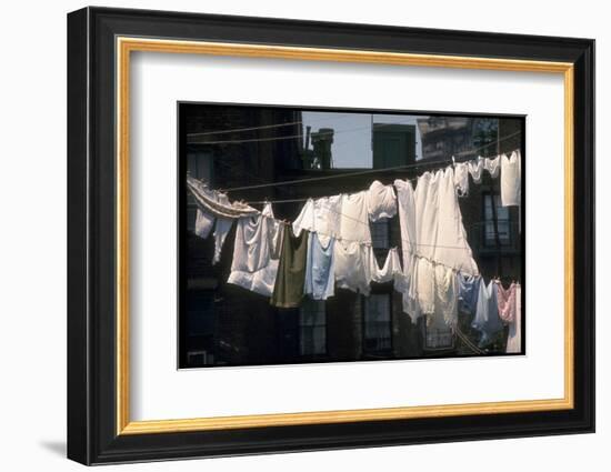 Laundry on Line in Slum Area in New York City-Vernon Merritt III-Framed Photographic Print