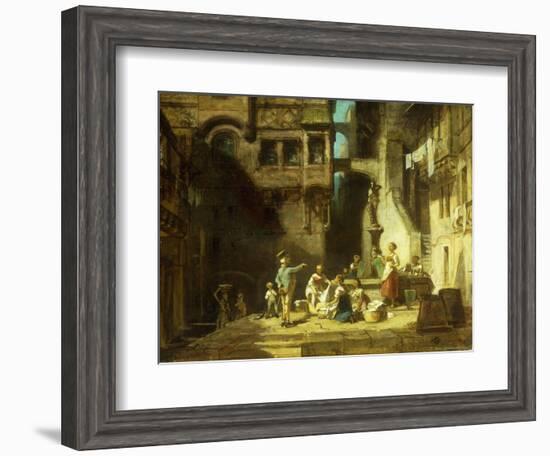 Laundry Women at the Well-Carl Spitzweg-Framed Giclee Print