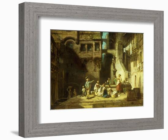 Laundry Women at the Well-Carl Spitzweg-Framed Giclee Print