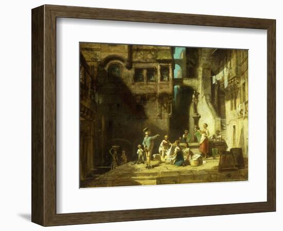 Laundry Women at the Well-Carl Spitzweg-Framed Giclee Print