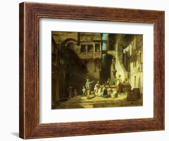 Laundry Women at the Well-Carl Spitzweg-Framed Giclee Print