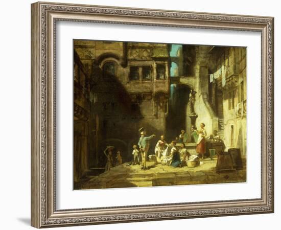 Laundry Women at the Well-Carl Spitzweg-Framed Giclee Print