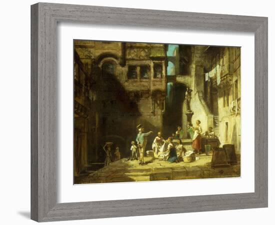 Laundry Women at the Well-Carl Spitzweg-Framed Giclee Print