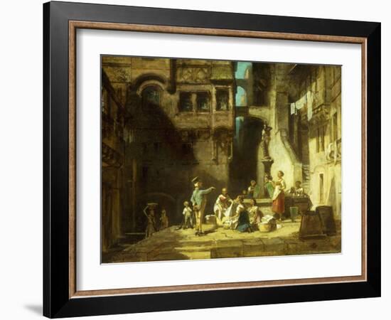 Laundry Women at the Well-Carl Spitzweg-Framed Giclee Print