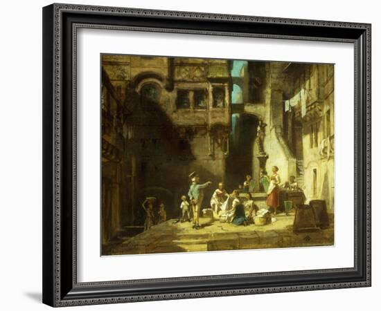 Laundry Women at the Well-Carl Spitzweg-Framed Giclee Print